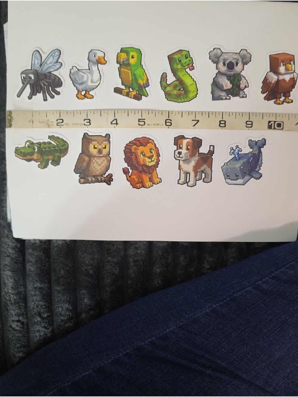 Pixel Pet Stickers Pack - Green, Brown, Orange, Yellow, Gray Animals - Lot Of 11